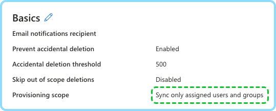 Entra provisioning settings Screenshot showing Entra provisioning settings